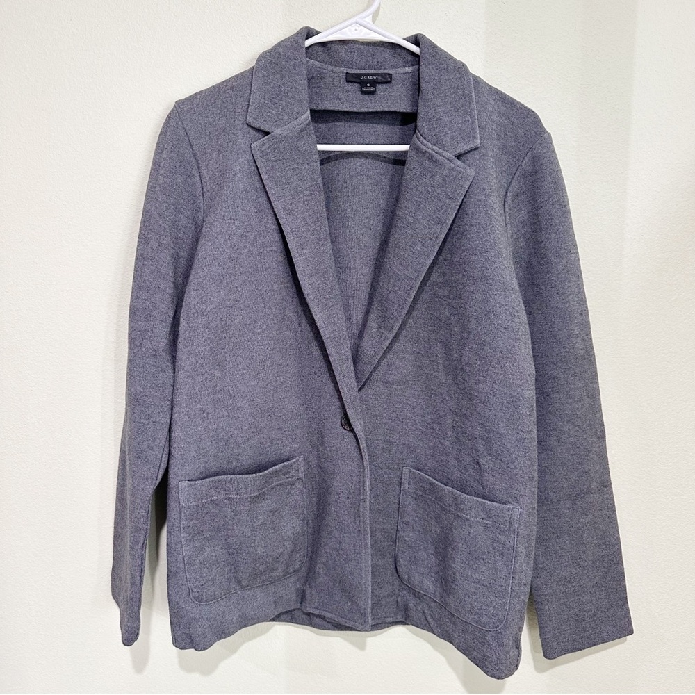 J.Crew Blazer Size Small Gray Ponte Knit Single Button Long Sleeve